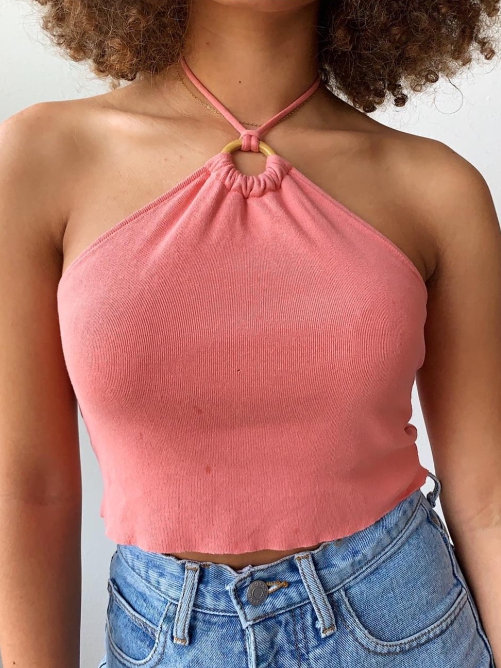 Pink halter neck